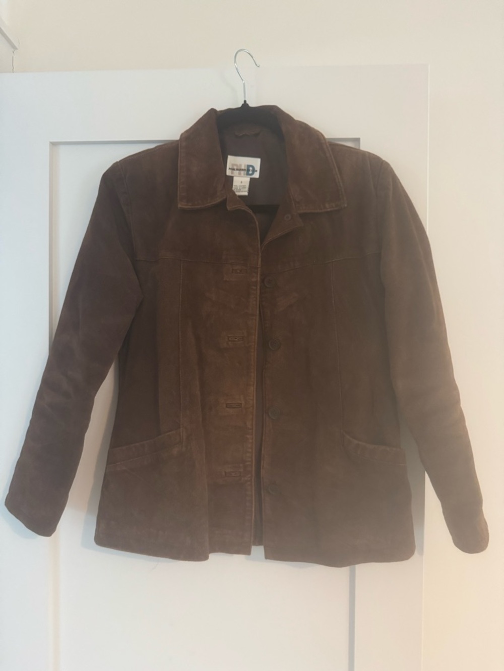 Women’s Brown Suede Leather Jacket - Classic Button Front